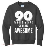 90 Whole Years of Being Awesome Birthday Kids Sweatshirt thumb 0