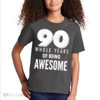 90 Whole Years of Being Awesome Birthday Kids T-Shirt thumb 2