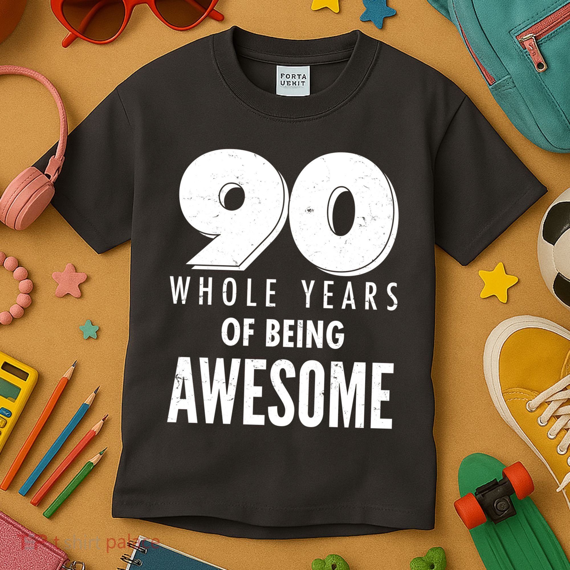 90 Whole Years of Being Awesome Birthday Kids T-Shirt