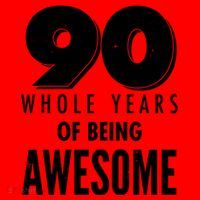 90 Whole Years of Being Awesome Birthday Santa Hat thumb 1