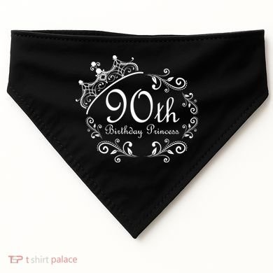 90th Birthday Princess USA-Made Doggie Bandana