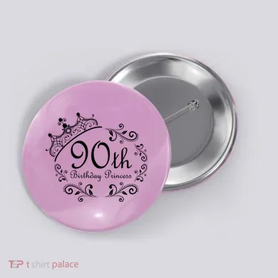 90th Birthday Princess Button