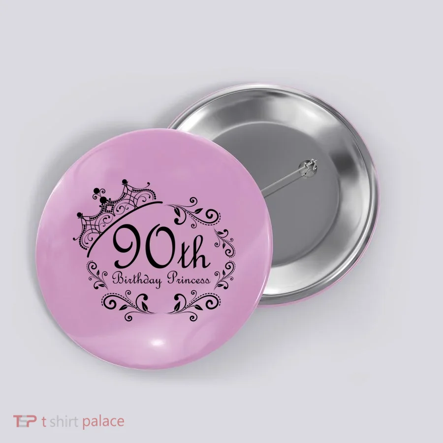 90th Birthday Princess Button