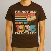 90th 1936 Birthday Retro I'm Not Old I'm A Classic Best Of Cassette Tape  T-Shirt thumb 3