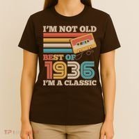 90th 1936 Birthday Retro I'm Not Old I'm A Classic Best Of Cassette Tape  T-Shirt thumb 4