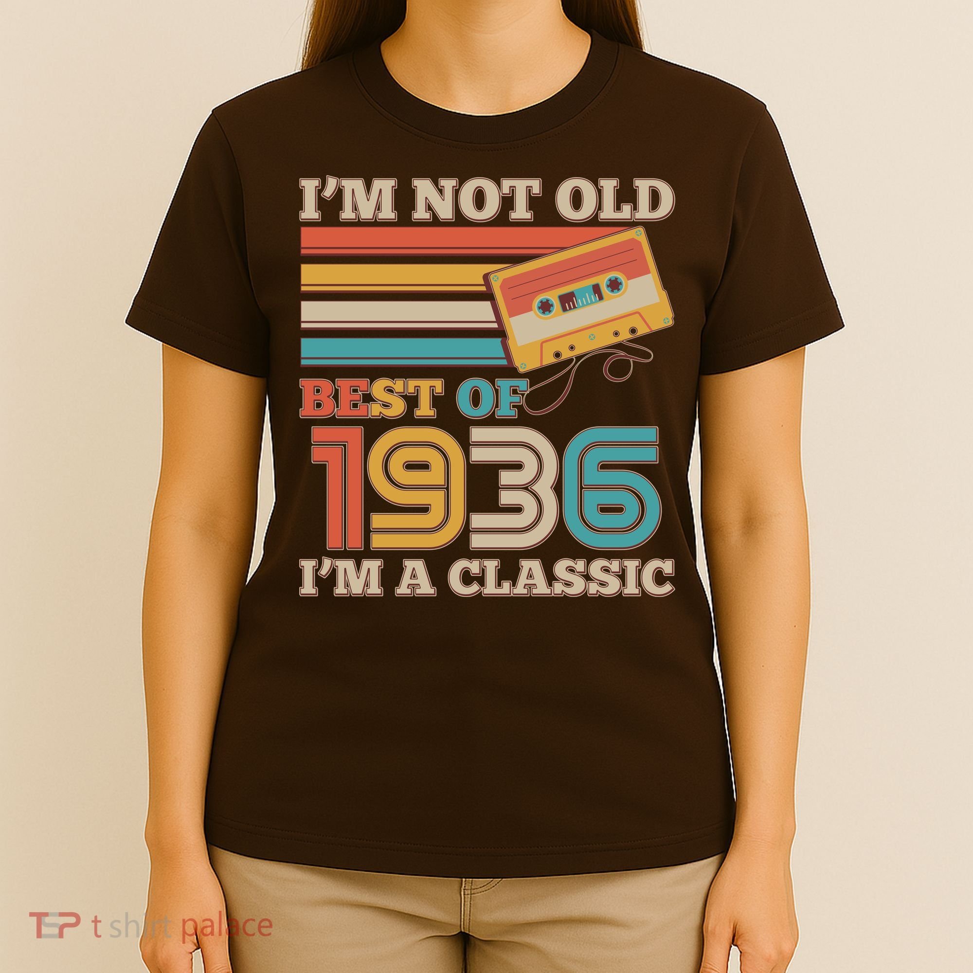 90th 1936 Birthday Retro I'm Not Old I'm A Classic Best Of Cassette Tape  T-Shirt