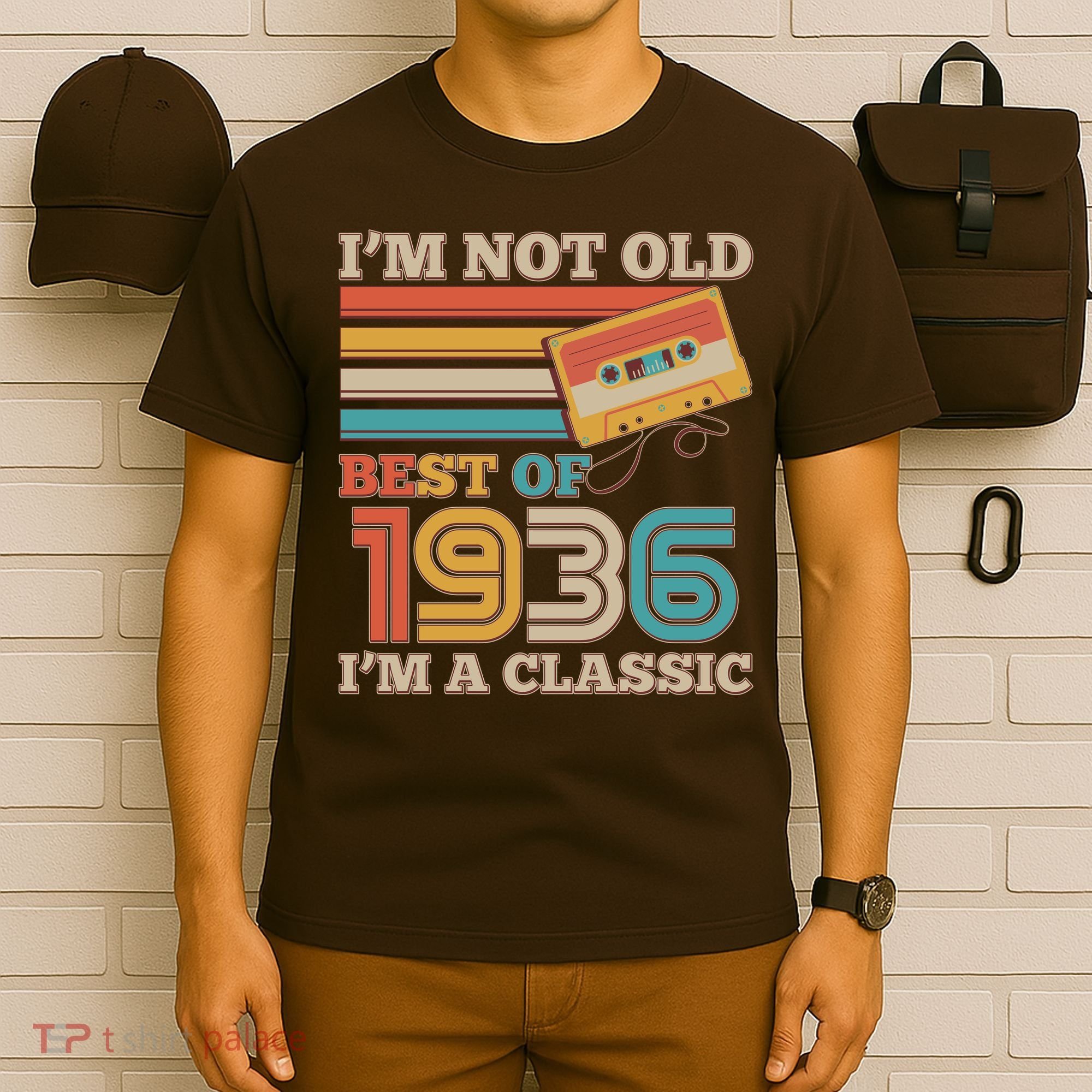 90th 1936 Birthday Retro I'm Not Old I'm A Classic Best Of Cassette Tape  T-Shirt