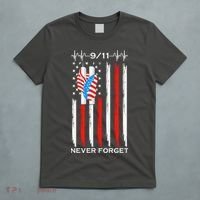 9 11 Never Forget, 9 11 Memorial Twin Tower Heartbeat, USA Flag Graphic T-Shirt thumb 5