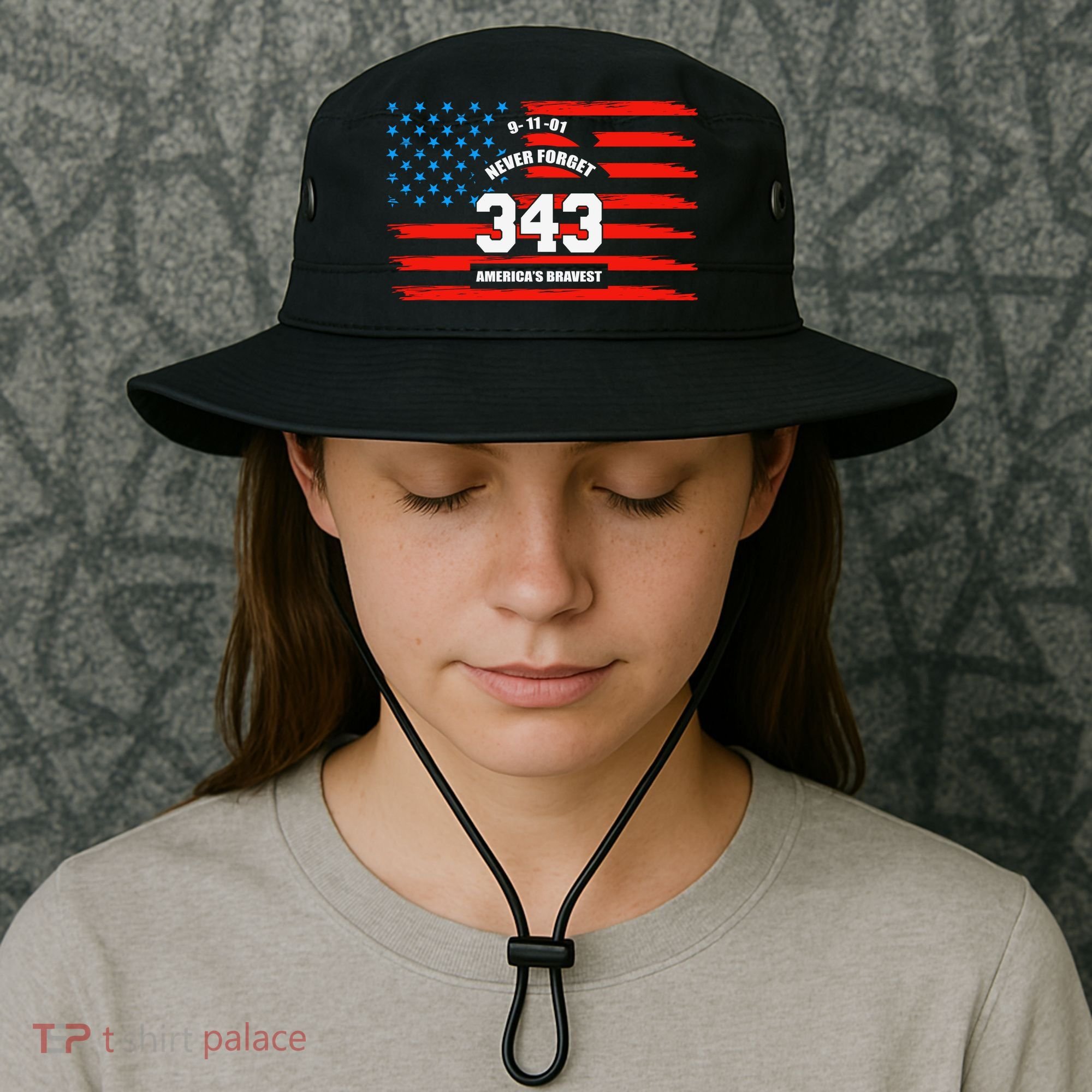 9 11 Never Forget, Firefighter 343 America Bravest Bucket Hat