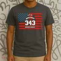 9 11 Never Forget, Firefighter 343 America Bravest T-Shirt thumb 3
