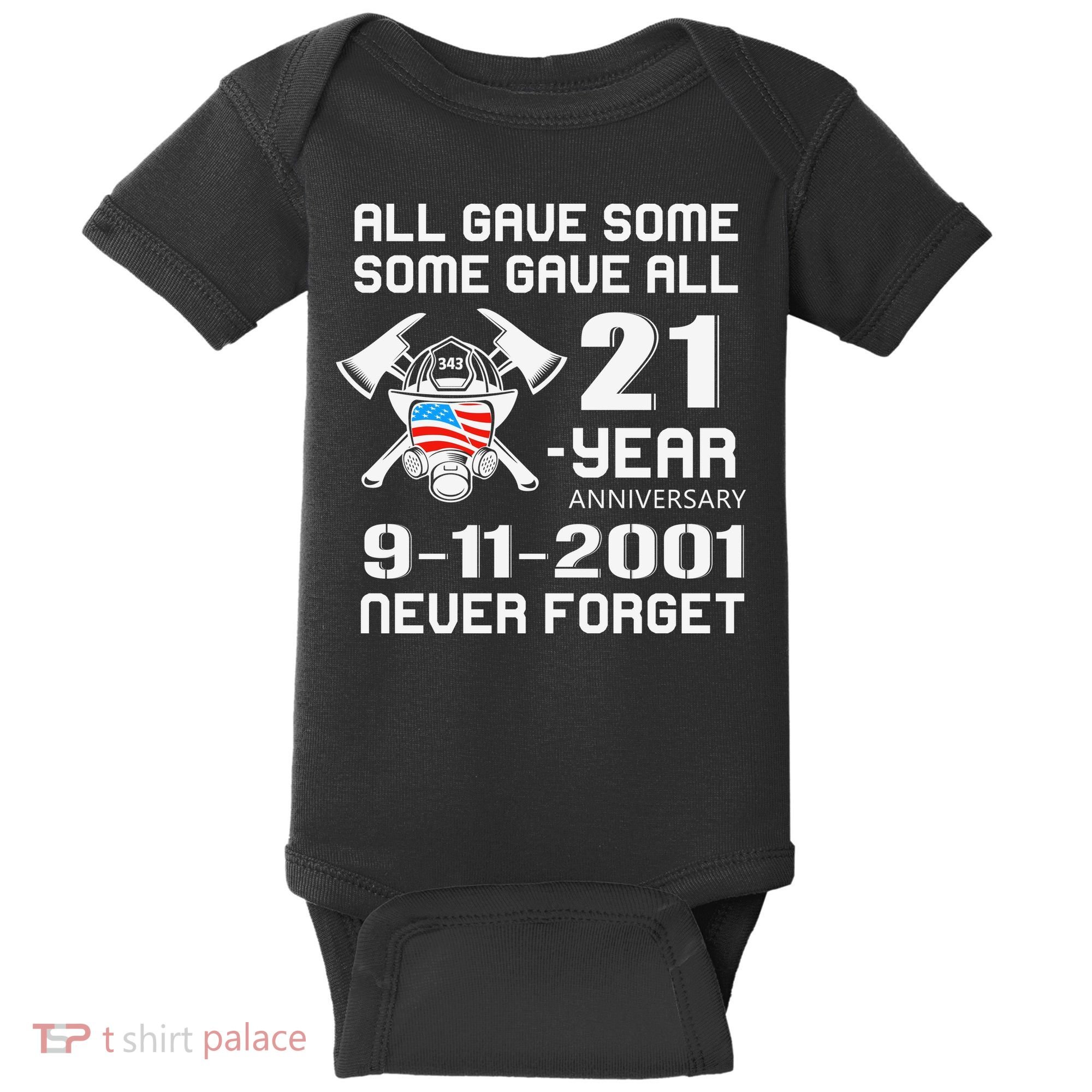 9 11 Never Forget, Firefighter 343 America Bravest, 911 Memorial September Baby Bodysuit