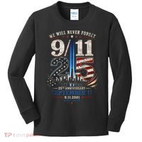 9/11 25th Anniversary We Will Never Forget Tribute 9.11 Kids Long Sleeve Shirt thumb 0