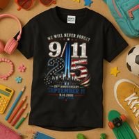 9/11 25th Anniversary We Will Never Forget Tribute 9.11 Kids T-Shirt thumb 3