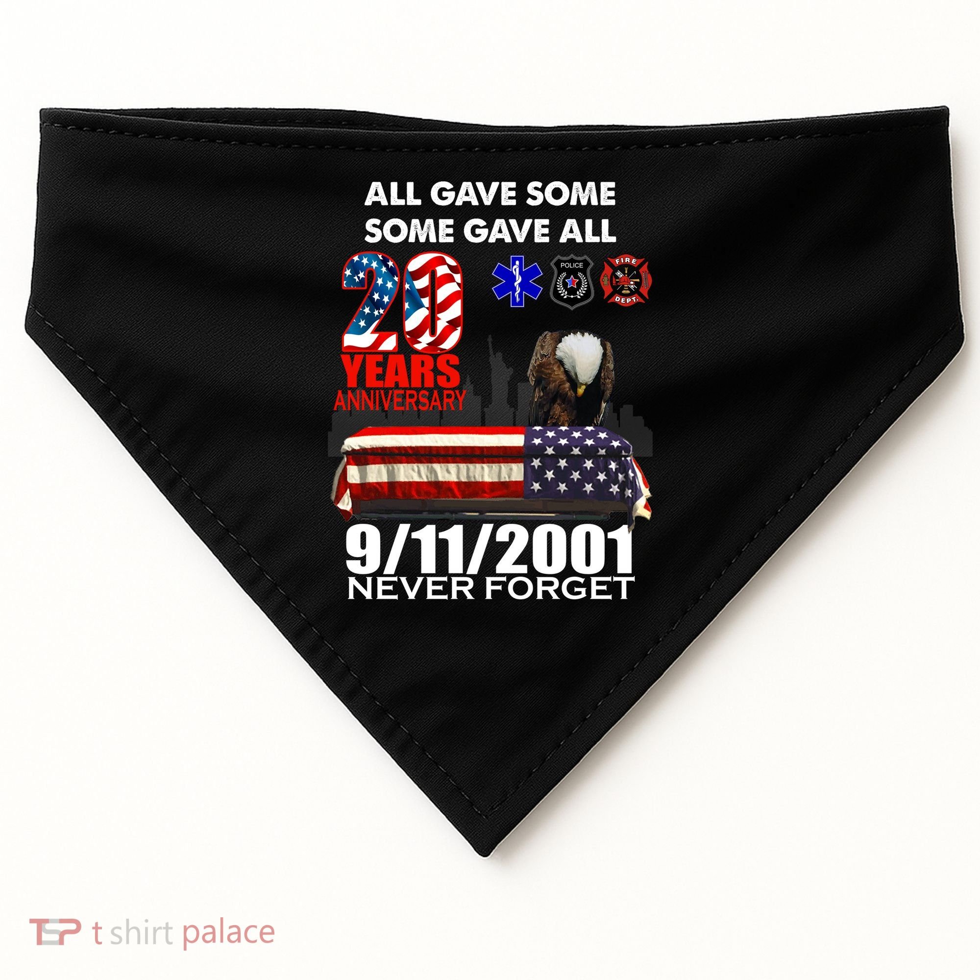9/11/2001 20th Anniversary Never Forget USA-Made Doggie Bandana