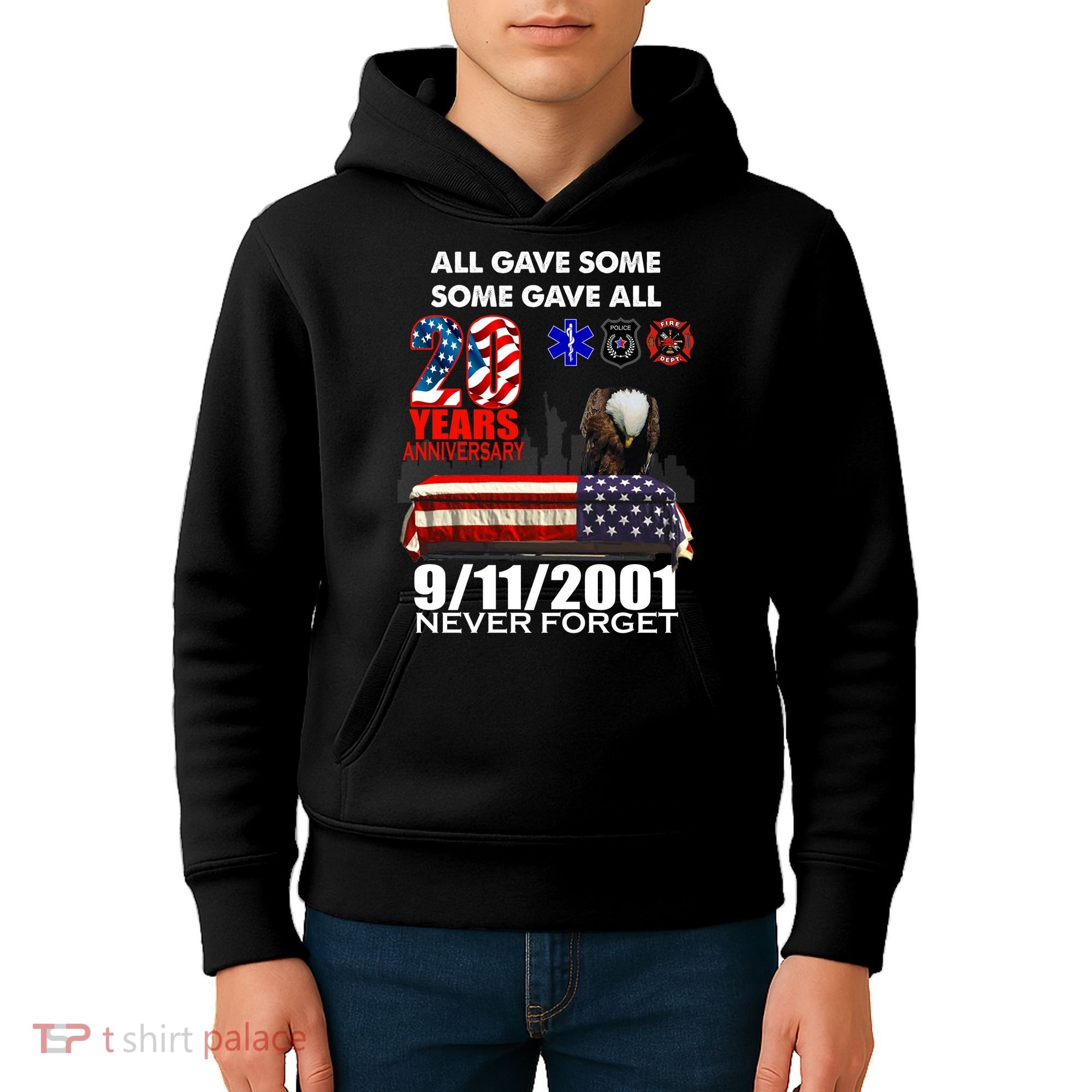 9/11/2001 20th Anniversary Never Forget Kids Hoodie