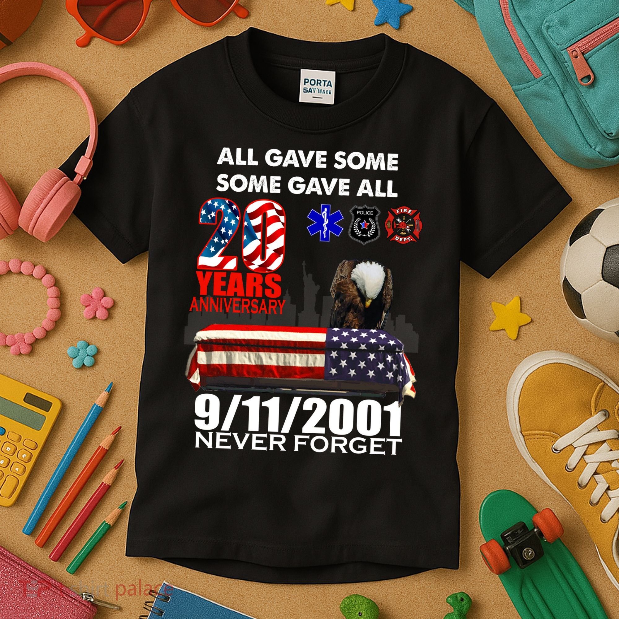 9/11/2001 20th Anniversary Never Forget Kids T-Shirt