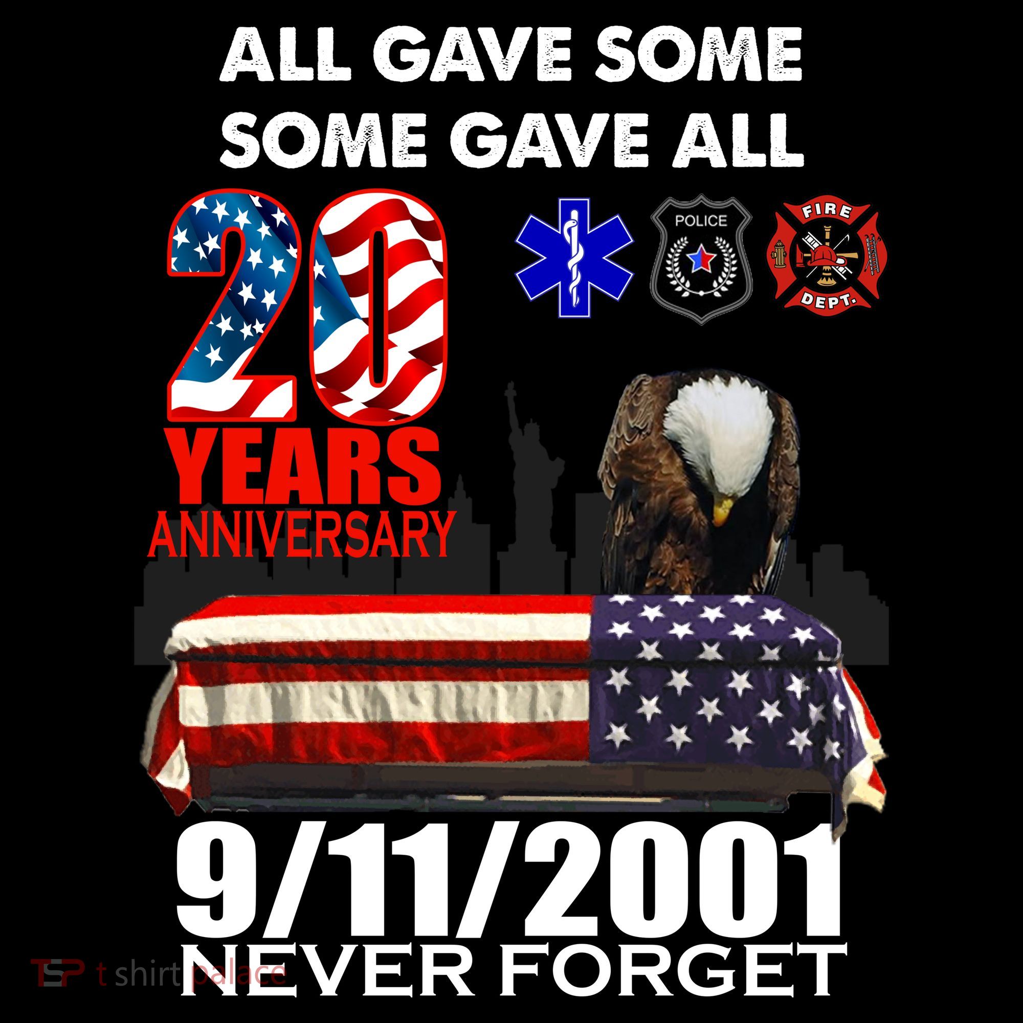 9/11/2001 20th Anniversary Never Forget Kids T-Shirt