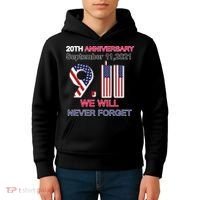 9/11 20th Anniversary We Will Never Forget Kids Hoodie thumb 4