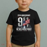 9/11 25th Anniversary Memorial Tribute Never Forget 911 Toddler T-Shirt thumb 2