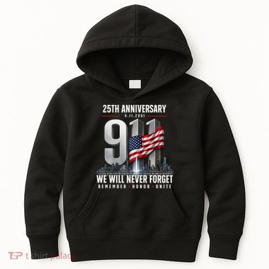 9/11 25th Anniversary Memorial Tribute Never Forget 911 Kids Hoodie