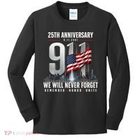 9/11 25th Anniversary Memorial Tribute Never Forget 911 Kids Long Sleeve Shirt thumb 0