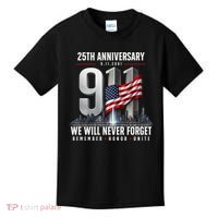 9/11 25th Anniversary Memorial Tribute Never Forget 911 Kids T-Shirt thumb 0