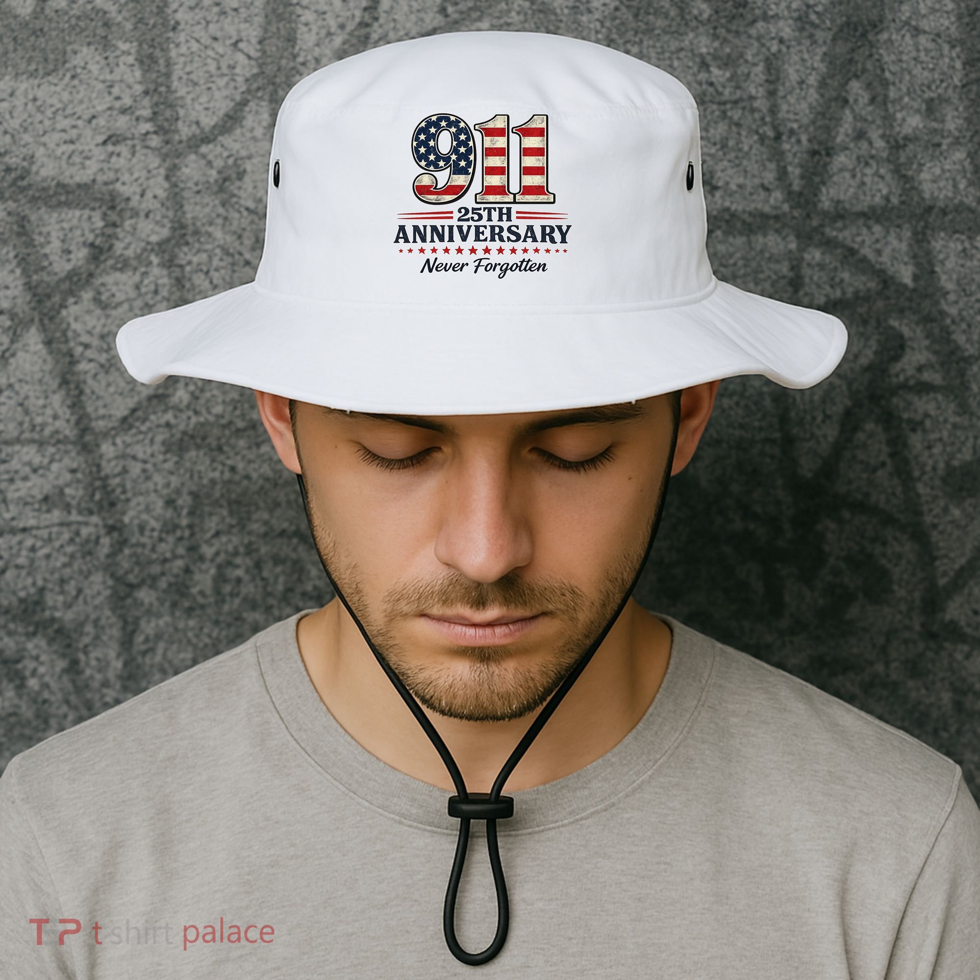 911 25th Anniversary USA Never Forgotten Tribute 9/11 Bucket Hat