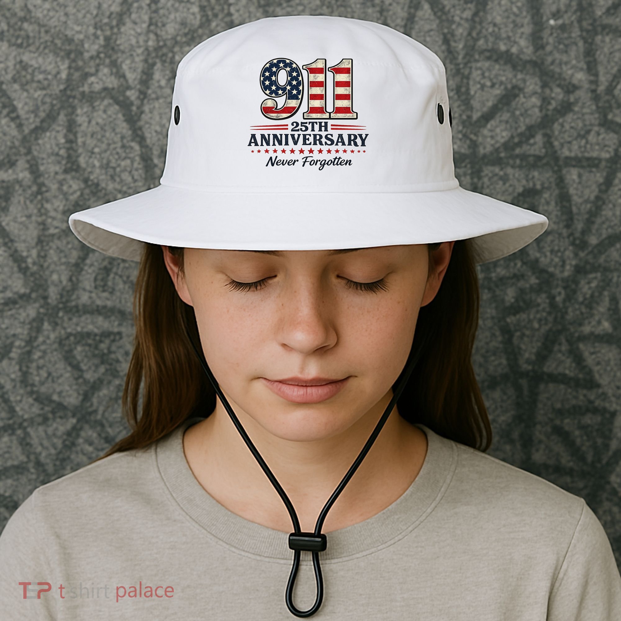 911 25th Anniversary USA Never Forgotten Tribute 9/11 Bucket Hat