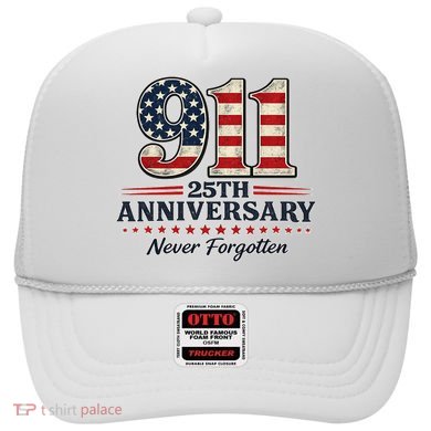 911 25th Anniversary USA Never Forgotten Tribute 9/11 Hat