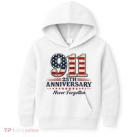 911 25th Anniversary USA Never Forgotten Tribute 9/11 Kids Hoodie thumb 0
