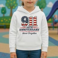 911 25th Anniversary USA Never Forgotten Tribute 9/11 Kids Hoodie thumb 3