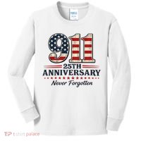 911 25th Anniversary USA Never Forgotten Tribute 9/11 Kids Long Sleeve Shirt thumb 0