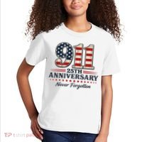 911 25th Anniversary USA Never Forgotten Tribute 9/11 Kids T-Shirt thumb 2
