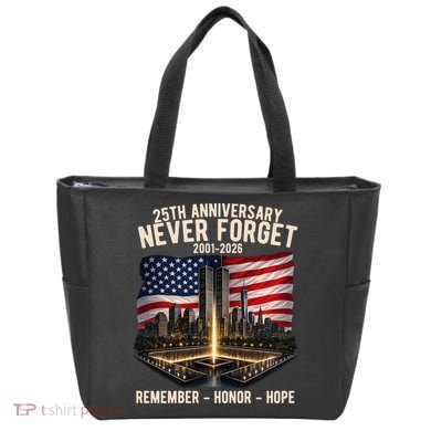 9/11 25th Anniversary Never Forget 911 Memorial 2001-2026 USA Tote Bag