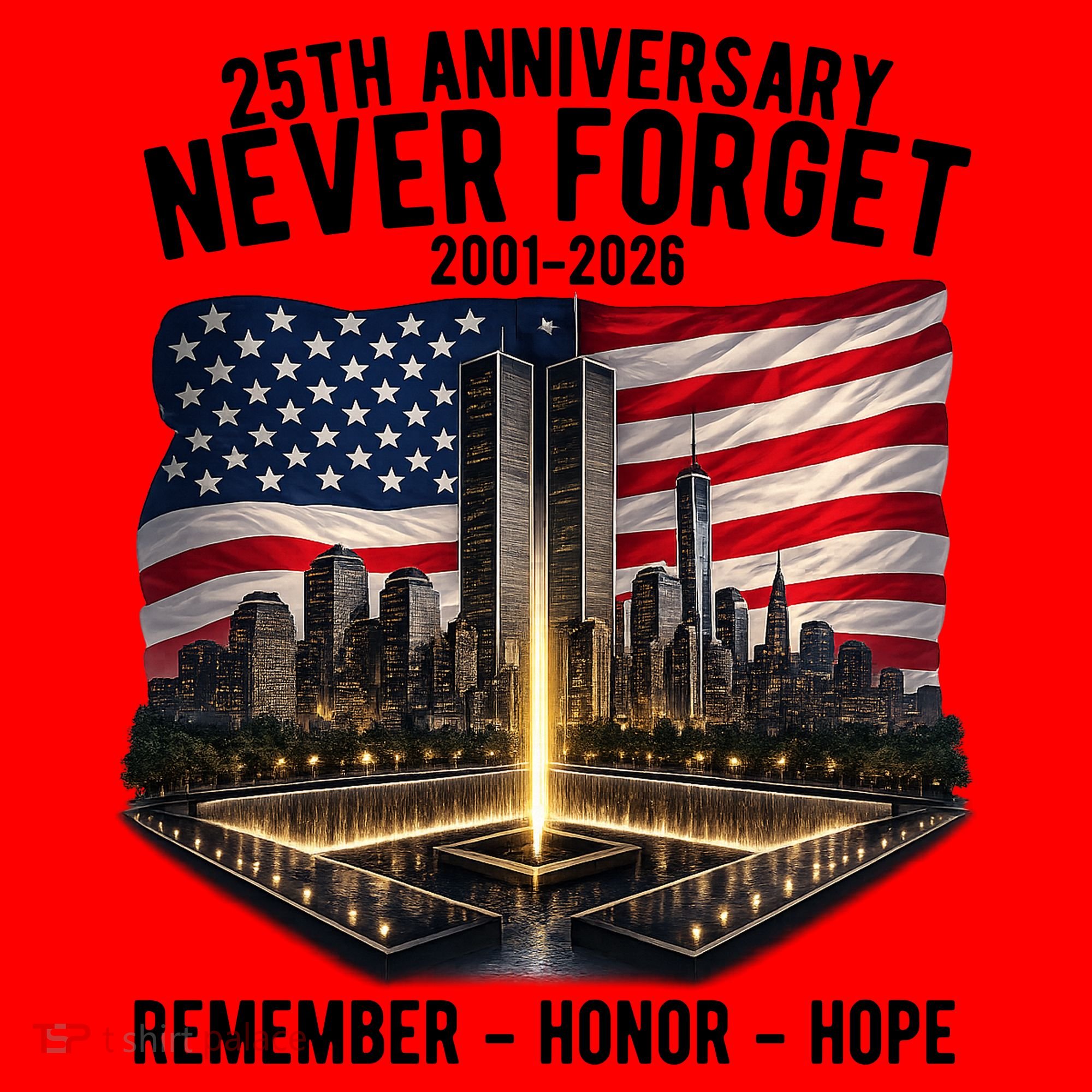 9/11 25th Anniversary Never Forget 911 Memorial 2001-2026 USA Santa Hat