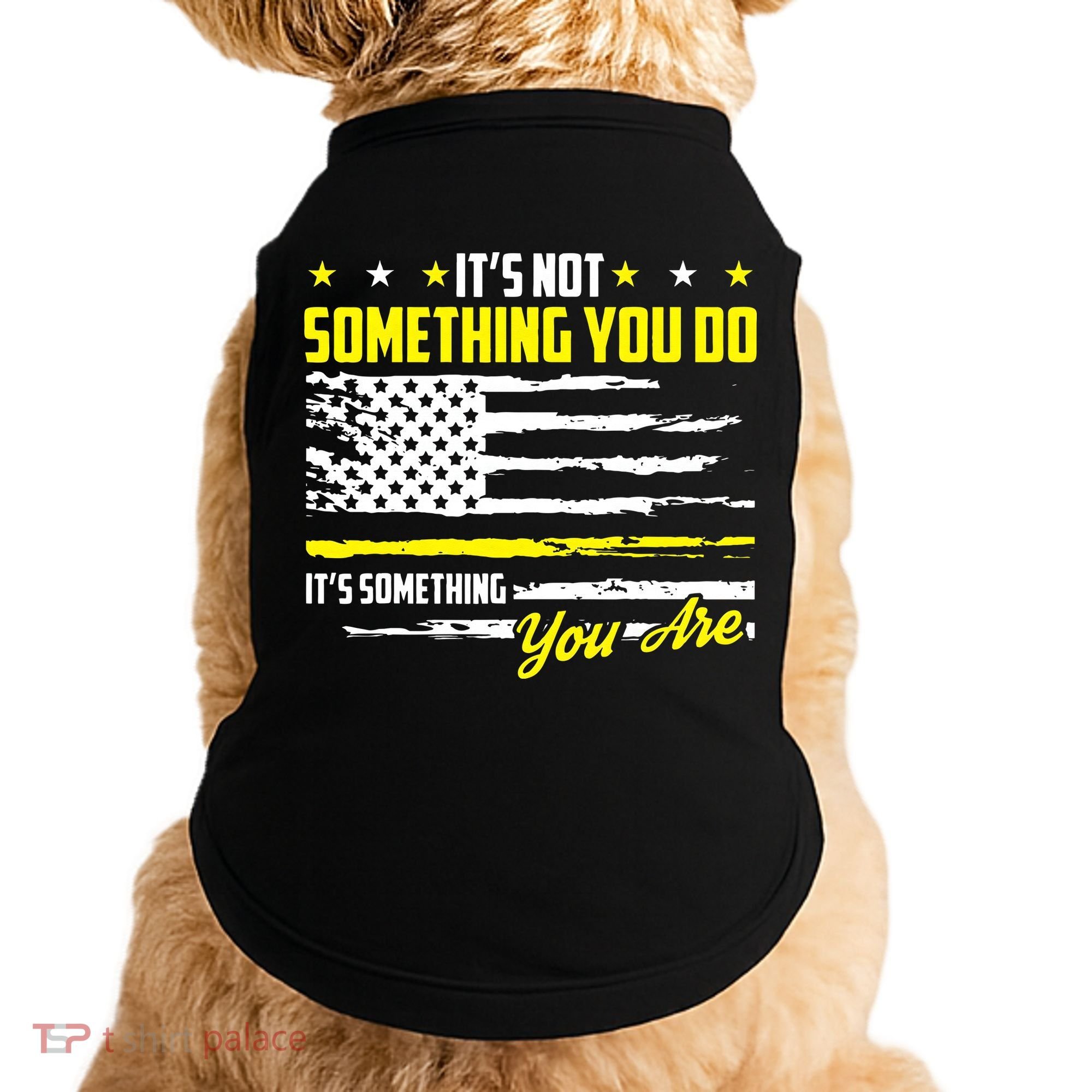 911 American Flag Dispatcher USA Thin Gold Line Operator Doggie Tank