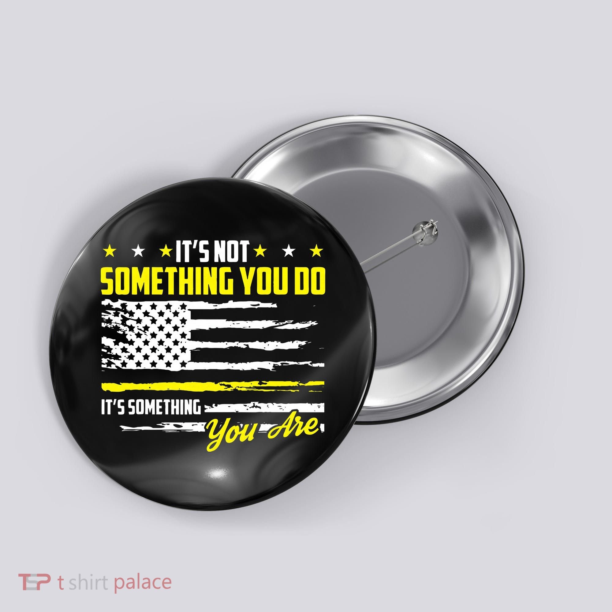 911 American Flag Dispatcher USA Thin Gold Line Operator Button