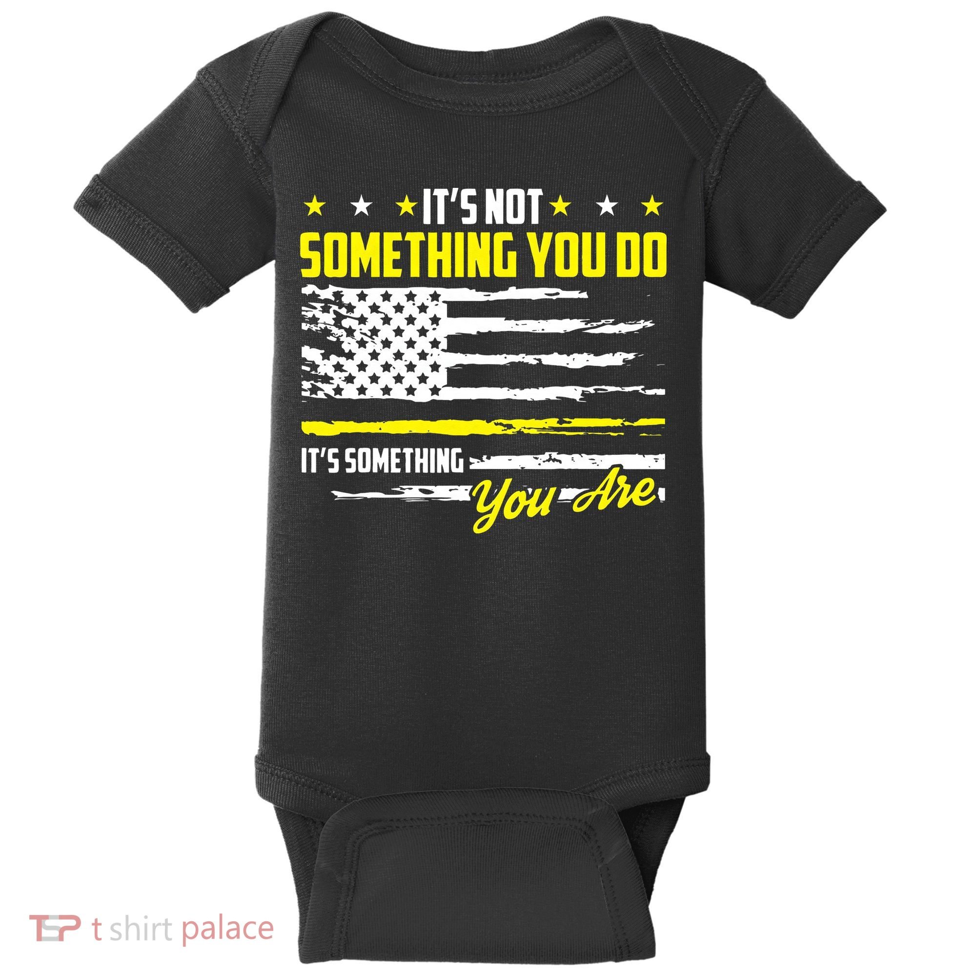 911 American Flag Dispatcher USA Thin Gold Line Operator Baby Bodysuit