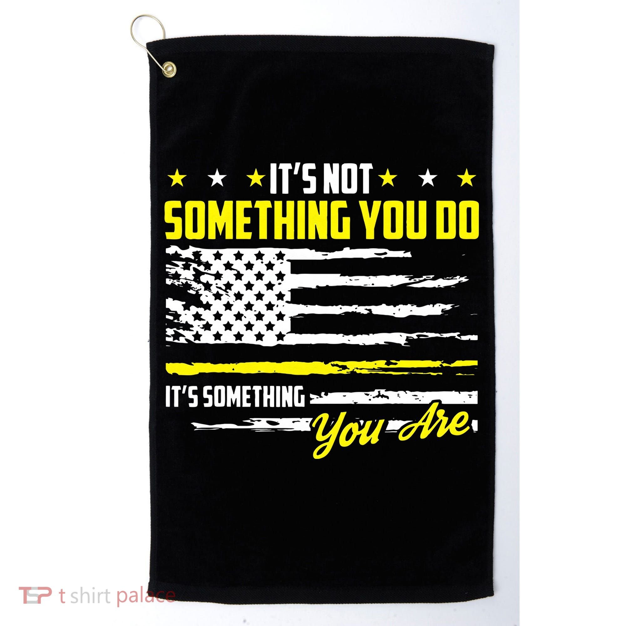 911 American Flag Dispatcher USA Thin Gold Line Operator Golf Towel