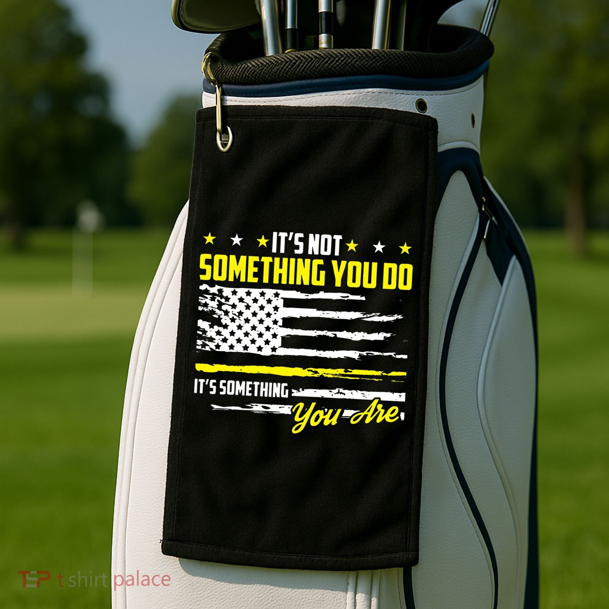 911 American Flag Dispatcher USA Thin Gold Line Operator Golf Towel