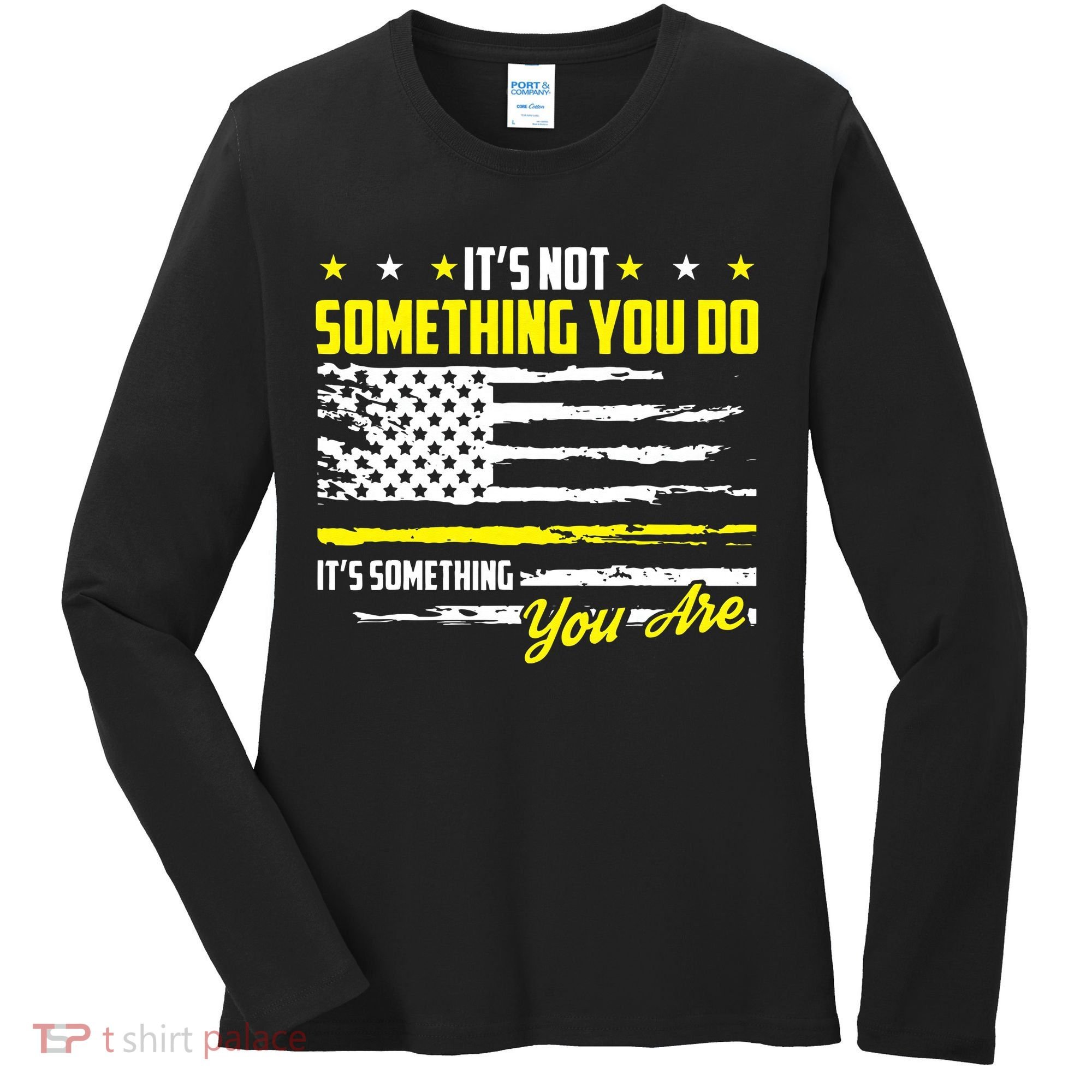 911 American Flag Dispatcher USA Thin Gold Line Operator Women's Long Sleeve Shirt