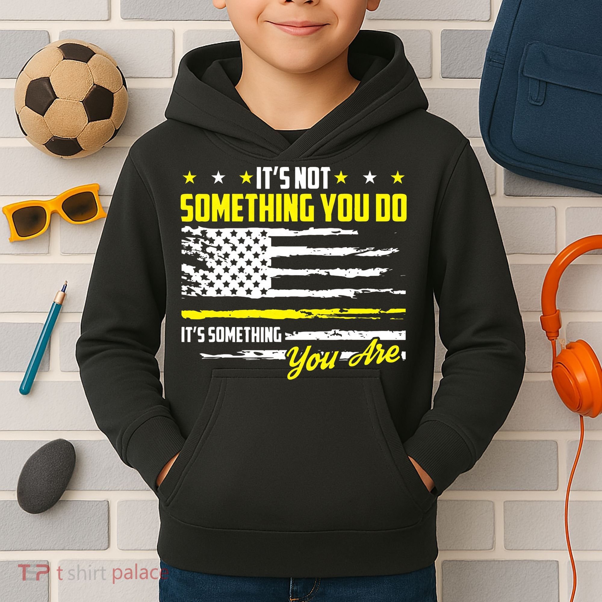 911 American Flag Dispatcher USA Thin Gold Line Operator Kids Hoodie