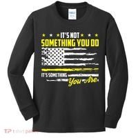 911 American Flag Dispatcher USA Thin Gold Line Operator Kids Long Sleeve Shirt thumb 0