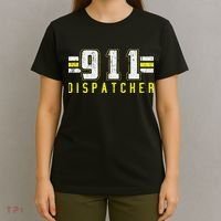 911 American Flag Dispatcher Thin Gold Line Operator T-Shirt thumb 4