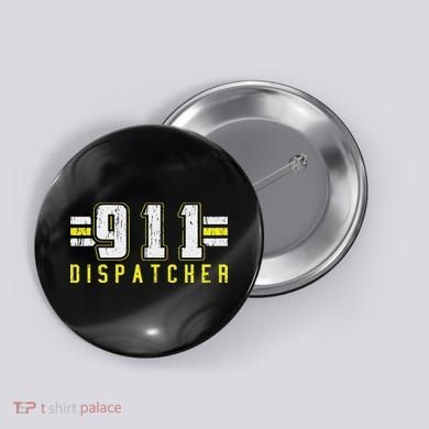 911 American Flag Dispatcher Thin Gold Line Operator Button