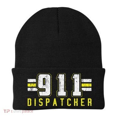 911 American Flag Dispatcher Thin Gold Line Operator Beanie