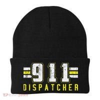 911 American Flag Dispatcher Thin Gold Line Operator Beanie thumb 0