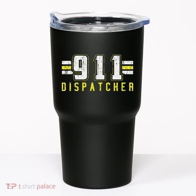 911 American Flag Dispatcher Thin Gold Line Operator Tumbler