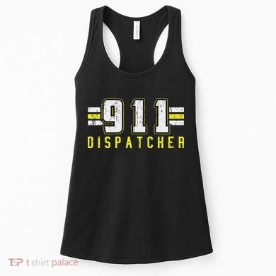 911 American Flag Dispatcher Thin Gold Line Operator Women's Tank Top