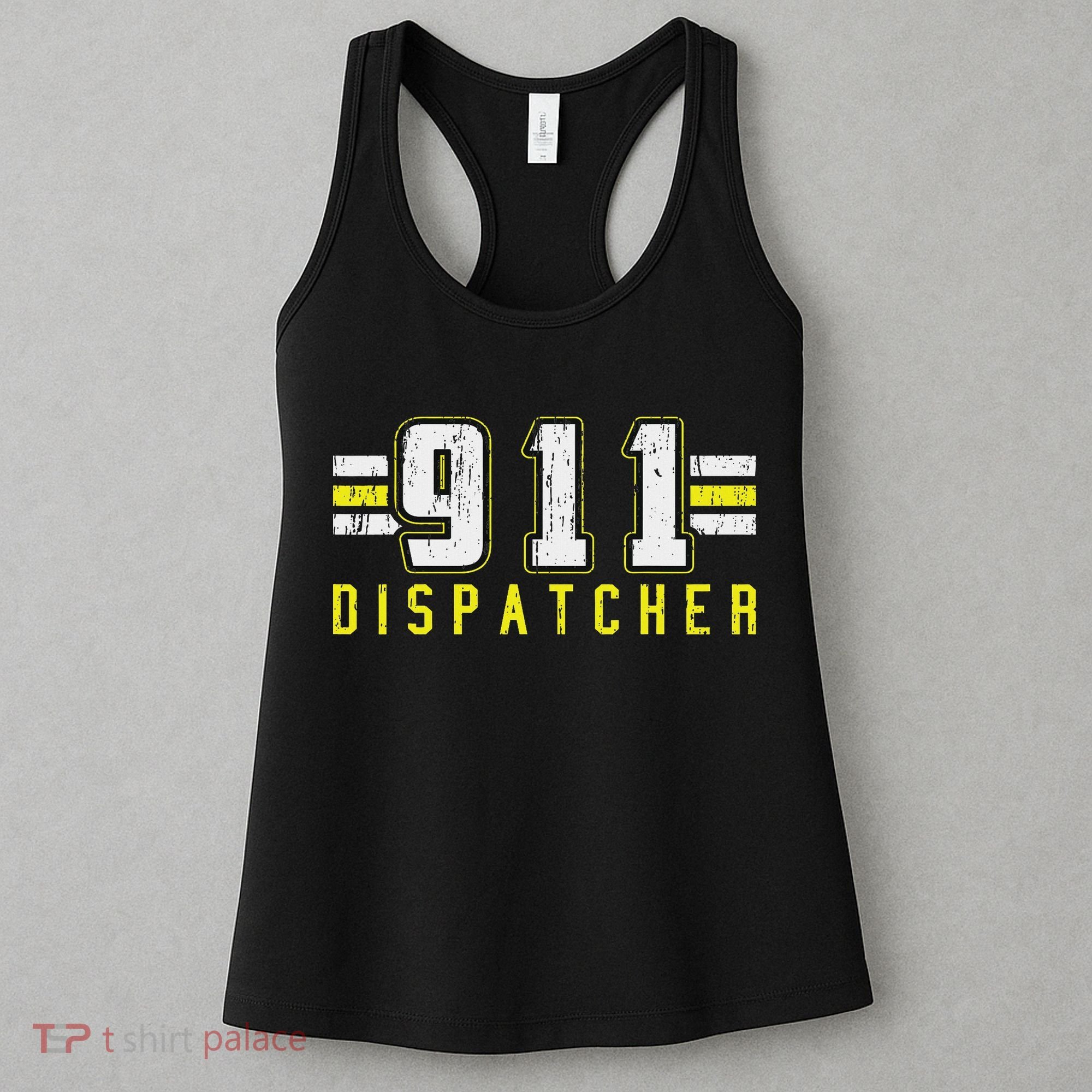 911 American Flag Dispatcher Thin Gold Line Operator Women's Tank Top